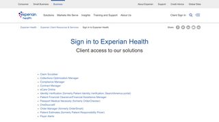 Client Access to Our Solutions | Experian Health