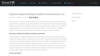 Experian Acquires Passport Health Communications, Inc | Great Hill ...