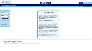 Metronet - Sign On - Experian