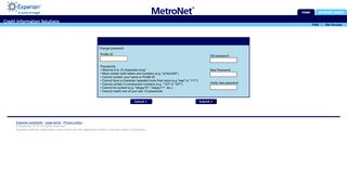 Change Password - Metronet - Sign On - Experian