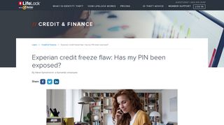 Experian credit freeze flaw: Has my PIN been exposed? - LifeLock