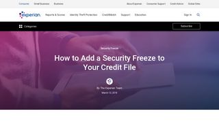 How to Add a Security Freeze to Your Credit File | Experian