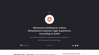 Momentum Building for a More Streamlined Customer Login ... - Auth0