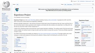 Experience Project - Wikipedia