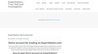 ExpertOption - Open Demo Account and Trading