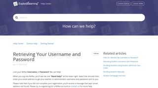 Retrieving Your Username and Password – Help Center