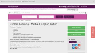 Explore Learning - Maths & English Tuition | Reading Services Guide