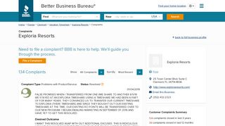 Exploria Resorts | Complaints | Better Business Bureau® Profile
