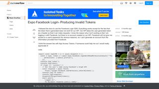 Expo Facebook Login- Producing Invalid Tokens - Stack Overflow
