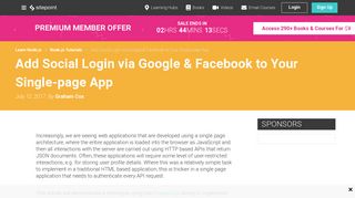Add Social Login via Google & Facebook to Your Single ... - SitePoint