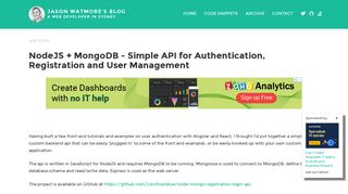 NodeJS + MongoDB - Simple API for Authentication, Registration and ...