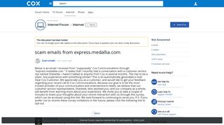 scam emails from express.medallia.com - Internet - Internet Forum ...