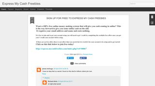 SIGN UP FOR FREE TO EXPRESS MY CASH FREEBIES