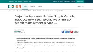 Desjardins Insurance, Express Scripts Canada, introduce new ...