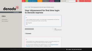 User id/password for first time login to Denodo express