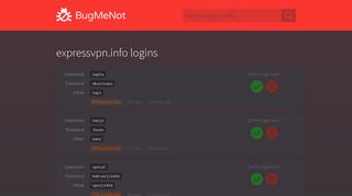 expressvpn.info logins - BugMeNot