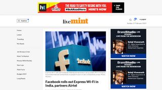 Facebook rolls out Express Wi-Fi in India, partners Airtel - Livemint