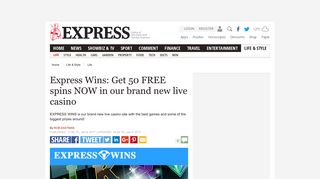 Express Wins: Get 50 FREE spins NOW in our brand new live casino ...