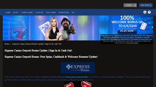 Express Casino Deposit Bonus Update | Sign In & Cash Out ...