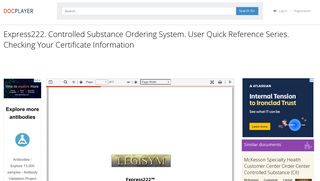 Express222. Controlled Substance Ordering System. User Quick ...