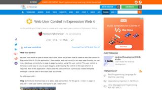 Web User Control in Expression Web 4 - C# Corner