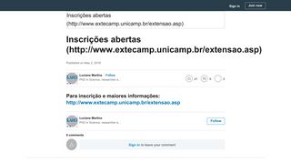 Inscrições abertas (http://www.extecamp.unicamp.br ... - LinkedIn