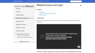 Website Access and Login - extendedReach Foster Family Website ...
