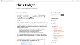 Chris Folger: Simple example of a Sencha ExtJS 4 login form using MVC
