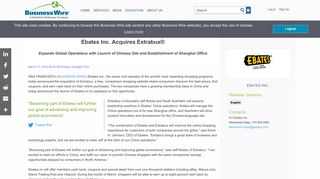 Ebates Inc. Acquires Extrabux® | Business Wire