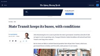 State Transit keeps its buses, with conditions - Sydney Morning Herald