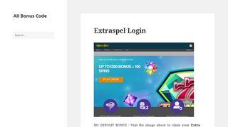 Extraspel Login - Bonus Code
