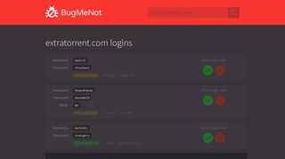 extratorrent.com logins - BugMeNot