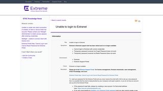 Unable to login to Extranet - GTAC Knowledge - Extreme Networks