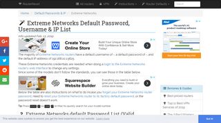 Extreme Networks Default Password, Login & IP List (updated January ...