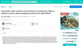 (PDF) Intoxication after extreme oral overdose of quetiapine (36g) to ...