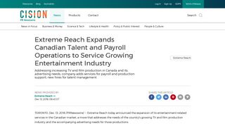 Extreme Reach Expands Canadian Talent and Payroll Operations to ...