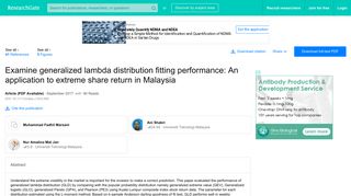 (PDF) Examine generalized lambda distribution fitting performance ...