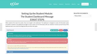 Student Module: The Student Dashboard Message EXXAT STEPS