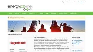 General Counsel job with Exxon Mobil | 933008 - Energy Jobline