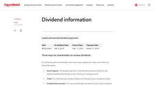 Dividend information | ExxonMobil