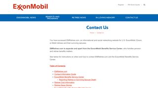 ExxonMobil Retiree Online Community - Contact Us - iModules