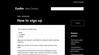 How to sign up – EyeEm