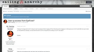 User cp access from EyeFone? - FAQ Anarchy - Sailing Anarchy Forums