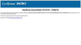 EyeGrow Unavailable 12/12/15