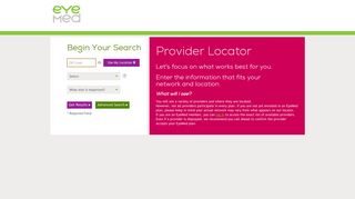 Provider Locator Search Page - EyeMed