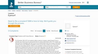Eyesurf | Complaints | Better Business Bureau® Profile
