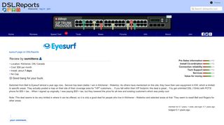 eyesurf : All reviews | DSLReports, ISP Information