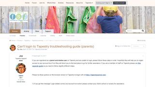 Can't login to Tapestry troubleshooting guide (parents) - Early ...