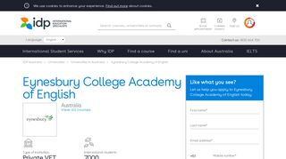 Apply for Eynesbury College Academy of English Australia | IDP ...