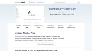 Members.eyrieplay.com website. Eyrieplay Member Area.